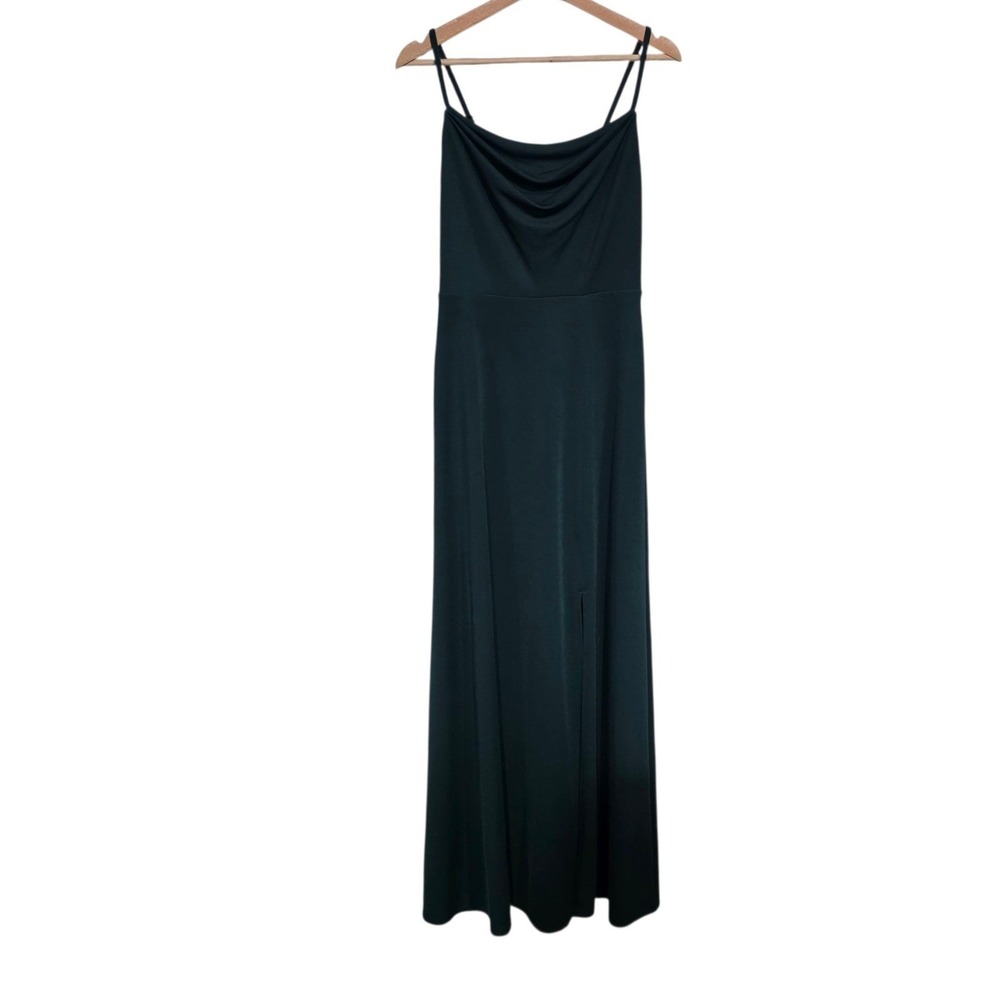 Birdy Grey Monica Dress Womens Medium Emerald Green‎ Cowl Neck Maxi Gown Slit